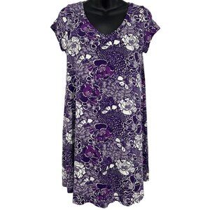 A-Line Hawaii Womens Floral Purple White V-Neck Dress PXS Petite Floral NWT New